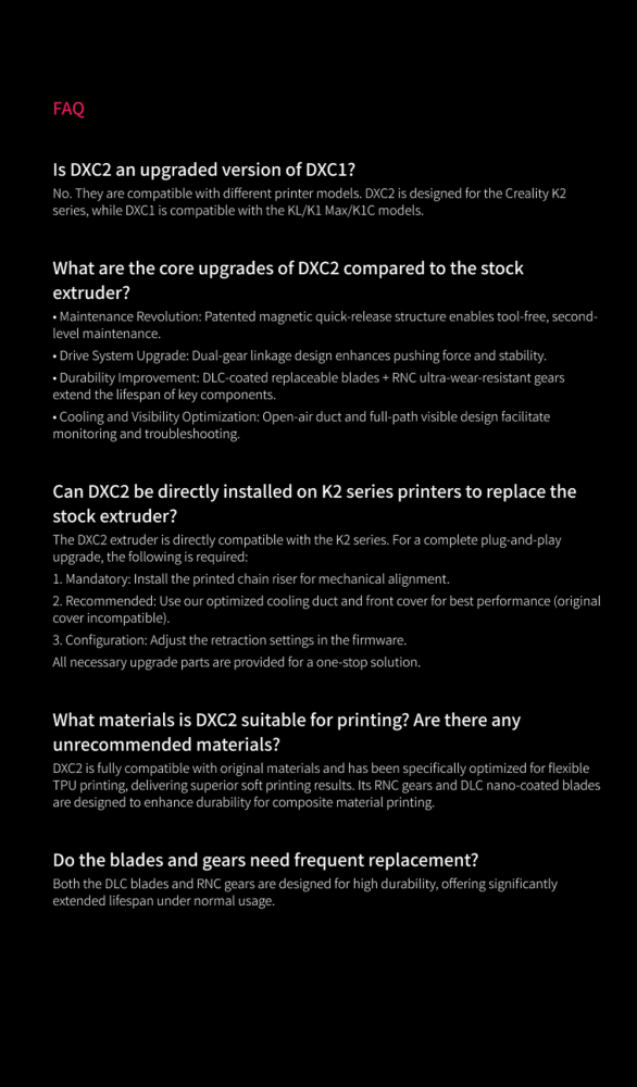 Phaetus DXC2 Extruder Upgrade – Ultimative Präzision für Creality K2 / Pro / Plus